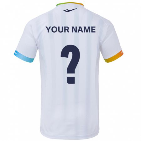 Kandiny Bambino Maglia Il Tuo Nome #0 Bianco Blu Kit Gara Away 2024/25 Maglietta