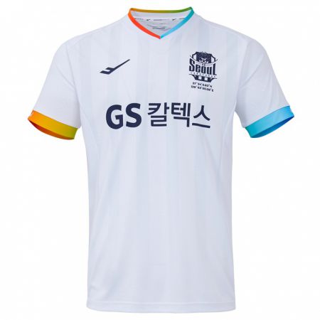 Kandiny Bambino Maglia Jun Choi #16 Bianco Blu Kit Gara Away 2024/25 Maglietta