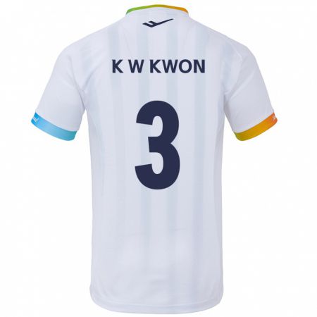 Kandiny Kinderen Wan-Kyu Kwon #3 Wit Blauw Uitshirt Uittenue 2024/25 T-Shirt