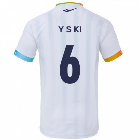 Kandiny Bambino Maglia Sung-Yueng Ki #6 Bianco Blu Kit Gara Away 2024/25 Maglietta