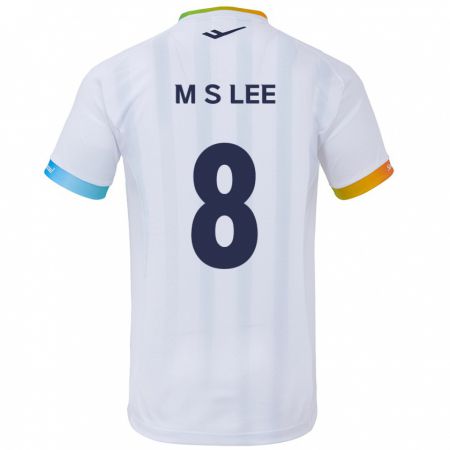 Kandiny Bambino Maglia Seung-Mo Lee #8 Bianco Blu Kit Gara Away 2024/25 Maglietta