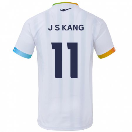 Kandiny Kinderen Seong-Jin Kang #11 Wit Blauw Uitshirt Uittenue 2024/25 T-Shirt België