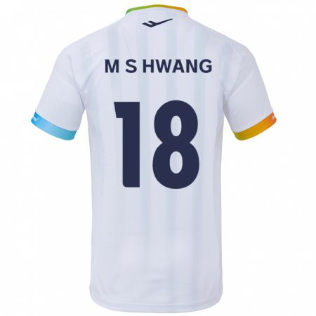 Kandiny Bambino Maglia Seong-Min Hwang #18 Bianco Blu Kit Gara Away 2024/25 Maglietta