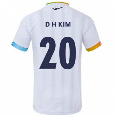 Kandiny Bambino Maglia Hyeon-Deok Kim #20 Bianco Blu Kit Gara Away 2024/25 Maglietta