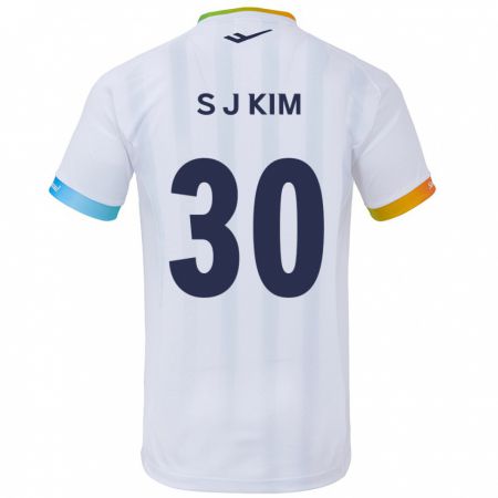 Kandiny Bambino Maglia Ju-Sung Kim #30 Bianco Blu Kit Gara Away 2024/25 Maglietta