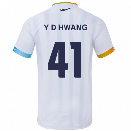 Kandiny Bambino Maglia Do-Yoon Hwang #41 Bianco Blu Kit Gara Away 2024/25 Maglietta