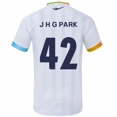 Kandiny Kinderen Jang Han-Gyeol Park #42 Wit Blauw Uitshirt Uittenue 2024/25 T-Shirt