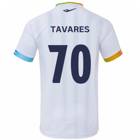 Kandiny Bambino Maglia Ronaldo Tavares #70 Bianco Blu Kit Gara Away 2024/25 Maglietta