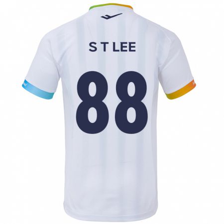 Kandiny Bambino Maglia Tae-Seok Lee #88 Bianco Blu Kit Gara Away 2024/25 Maglietta