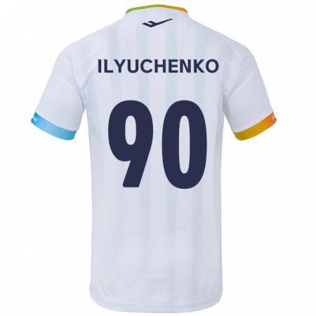 Kandiny Kinderen Stanislav Ilyuchenko #90 Wit Blauw Uitshirt Uittenue 2024/25 T-Shirt België