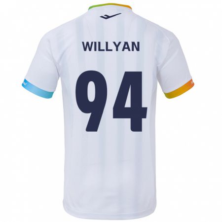 Kandiny Bambino Maglia Willyan #94 Bianco Blu Kit Gara Away 2024/25 Maglietta