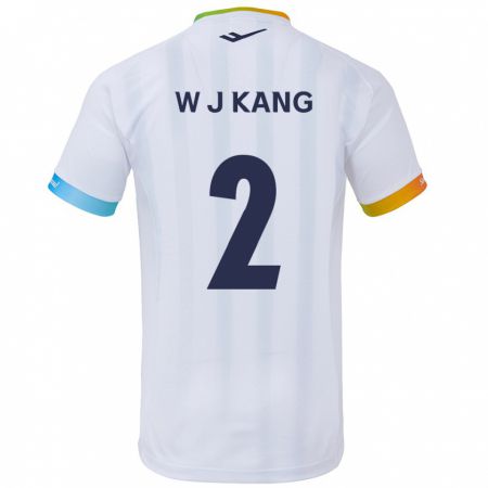 Kandiny Bambino Maglia Jae-Won Kang #2 Bianco Blu Kit Gara Away 2024/25 Maglietta