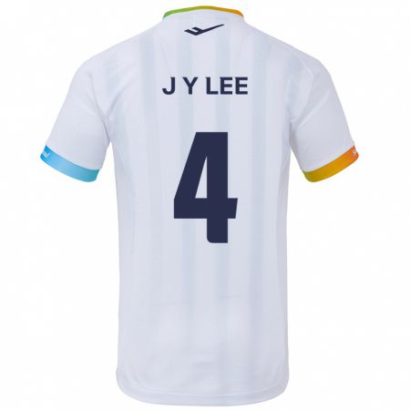 Kandiny Kinderen Young-Jun Lee #4 Wit Blauw Uitshirt Uittenue 2024/25 T-Shirt België