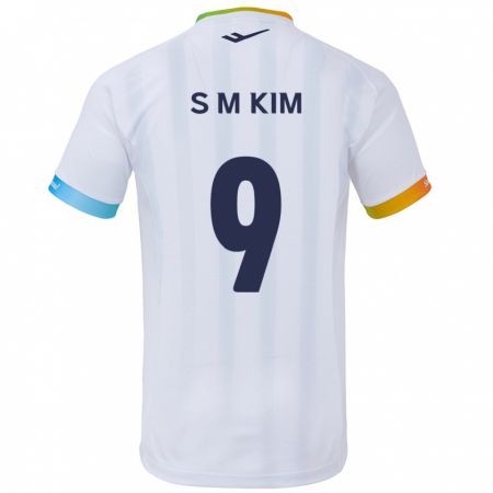 Kandiny Bambino Maglia Min-Sung Kim #9 Bianco Blu Kit Gara Away 2024/25 Maglietta