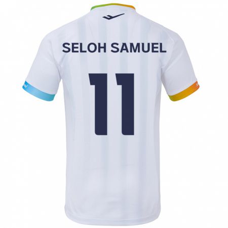 Kandiny Kinderen Gbato Seloh Samuel #11 Wit Blauw Uitshirt Uittenue 2024/25 T-Shirt