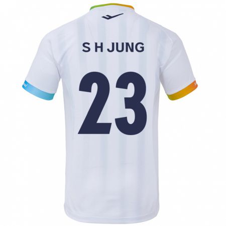 Kandiny Kinder Hyeon-Soo Jung #23 Weiß Blau Auswärtstrikot Trikot 2024/25 T-Shirt Österreich