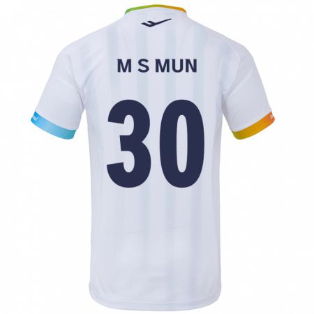 Kandiny Bambino Maglia Seong-Min Mun #30 Bianco Blu Kit Gara Away 2024/25 Maglietta