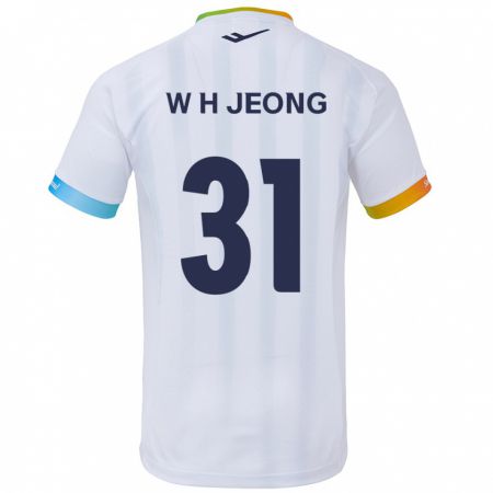 Kandiny Bambino Maglia Hyun-Woong Jeong #31 Bianco Blu Kit Gara Away 2024/25 Maglietta