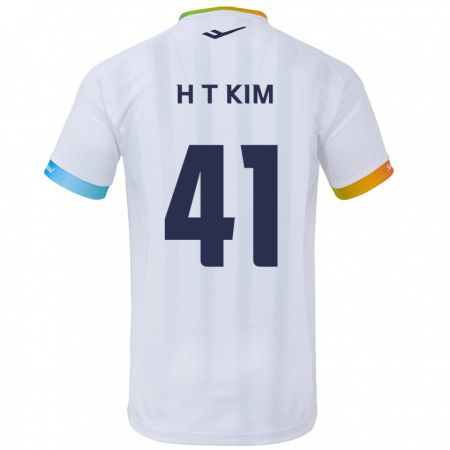 Kandiny Kinderen Tae-Ho Kim #41 Wit Blauw Uitshirt Uittenue 2024/25 T-Shirt