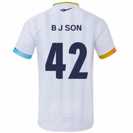 Kandiny Bambino Maglia Jeong-Beom Son #42 Bianco Blu Kit Gara Away 2024/25 Maglietta