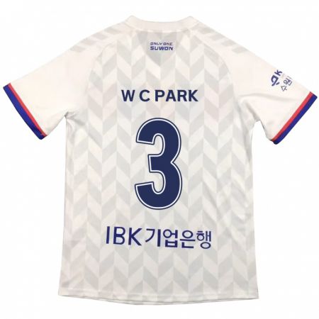 Kandiny Bambino Maglia Cheol-Woo Park #3 Bianco Blu Kit Gara Away 2024/25 Maglietta