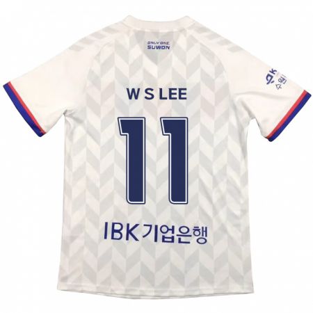 Kandiny Bambino Maglia Seung-Woo Lee #11 Bianco Blu Kit Gara Away 2024/25 Maglietta