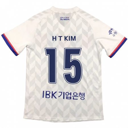 Kandiny Kinderen Tae-Han Kim #15 Wit Blauw Uitshirt Uittenue 2024/25 T-Shirt