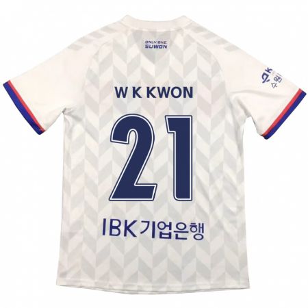 Kandiny Bambino Maglia Kyung-Won Kwon #21 Bianco Blu Kit Gara Away 2024/25 Maglietta