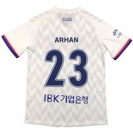 Kandiny Bambino Maglia Pratama Arhan #23 Bianco Blu Kit Gara Away 2024/25 Maglietta