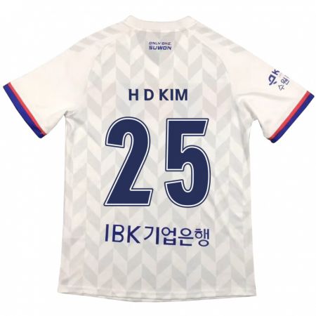 Kandiny Kinderen Dae-Hyun Kim #25 Wit Blauw Uitshirt Uittenue 2024/25 T-Shirt