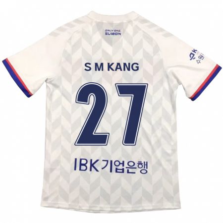 Kandiny Kinderen Min-Sung Kang #27 Wit Blauw Uitshirt Uittenue 2024/25 T-Shirt