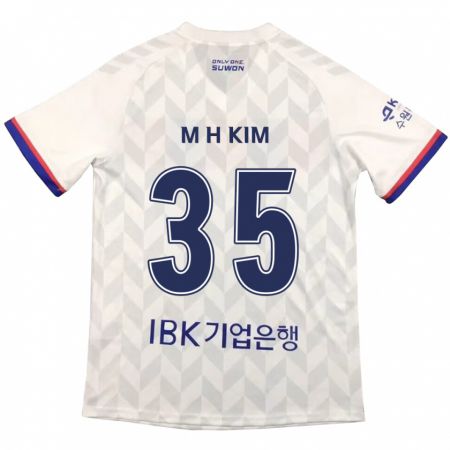 Kandiny Kinderen Hyeon-Min Kim #35 Wit Blauw Uitshirt Uittenue 2024/25 T-Shirt