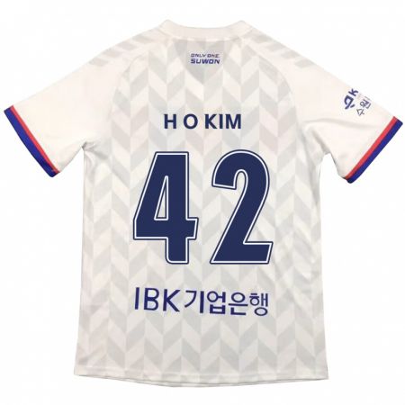 Kandiny Kinderen One-Hyung Kim #42 Wit Blauw Uitshirt Uittenue 2024/25 T-Shirt