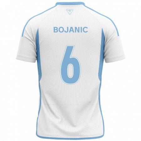 Kandiny Bambino Maglia Darijan Bojanic #6 Bianco Blu Kit Gara Away 2024/25 Maglietta