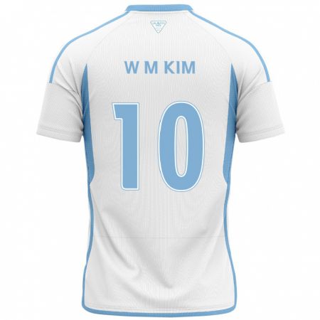 Kandiny Kinderen Min-Woo Kim #10 Wit Blauw Uitshirt Uittenue 2024/25 T-Shirt