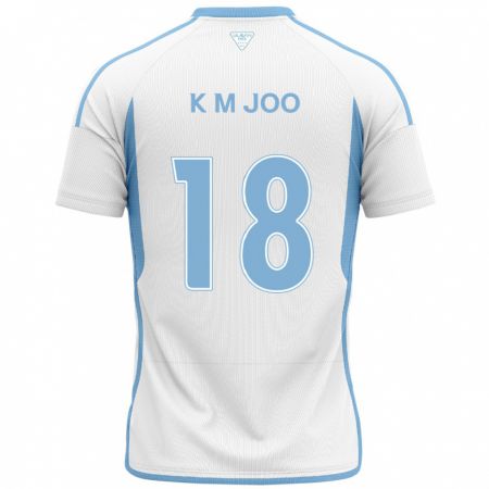 Kandiny Bambino Maglia Min-Kyu Joo #18 Bianco Blu Kit Gara Away 2024/25 Maglietta