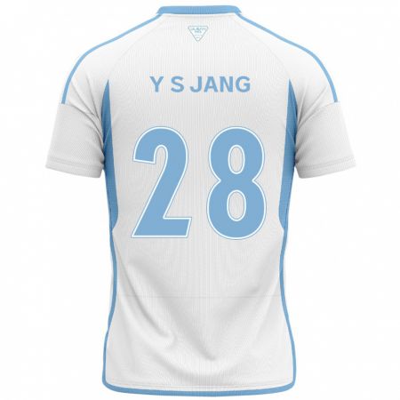 Kandiny Bambino Maglia See-Young Jang #28 Bianco Blu Kit Gara Away 2024/25 Maglietta