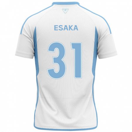 Kandiny Bambino Maglia Ataru Esaka #31 Bianco Blu Kit Gara Away 2024/25 Maglietta