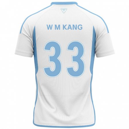 Kandiny Bambino Maglia Min-Woo Kang #33 Bianco Blu Kit Gara Away 2024/25 Maglietta