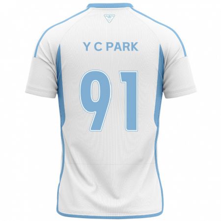 Kandiny Bambino Maglia Chu-Young Park #91 Bianco Blu Kit Gara Away 2024/25 Maglietta