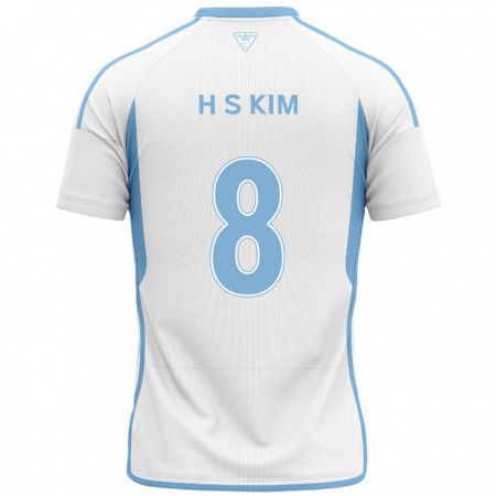 Kandiny Kinderen Seung-Hyun Kim #8 Wit Blauw Uitshirt Uittenue 2024/25 T-Shirt