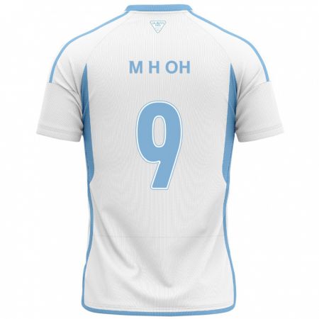 Kandiny Bambino Maglia Hyun-Min Oh #9 Bianco Blu Kit Gara Away 2024/25 Maglietta