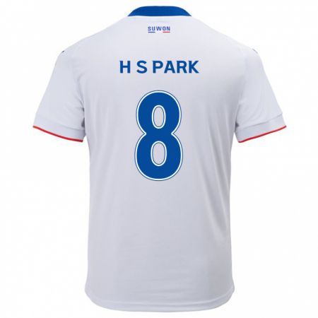 Kandiny Bambino Maglia Sang-Hyeok Park #8 Bianco Blu Kit Gara Away 2024/25 Maglietta