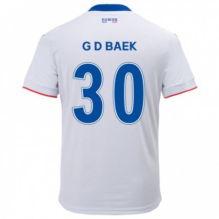 Kandiny Bambino Maglia Dong-Gyu Baek #30 Bianco Blu Kit Gara Away 2024/25 Maglietta