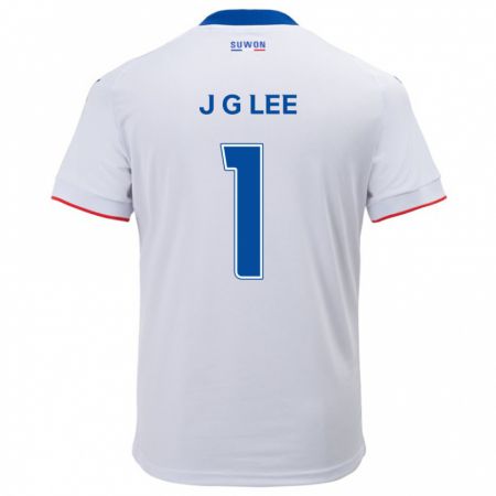 Kandiny Niño Camiseta Gyeong-Jun Lee #1 Blanco Azul 2ª Equipación 2024/25 La Camisa