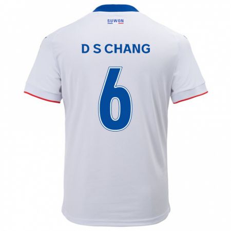 Kandiny Bambino Maglia Se-Dong Chang #6 Bianco Blu Kit Gara Away 2024/25 Maglietta