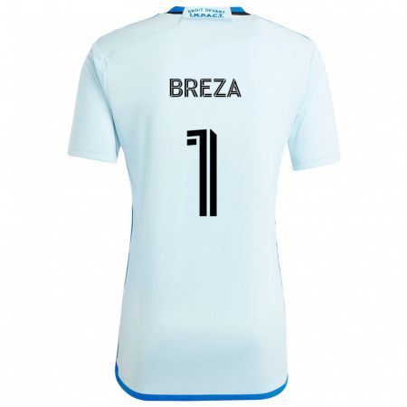 Kandiny Bambino Maglia Sebastian Breza #1 Blu Ghiaccio Kit Gara Away 2024/25 Maglietta