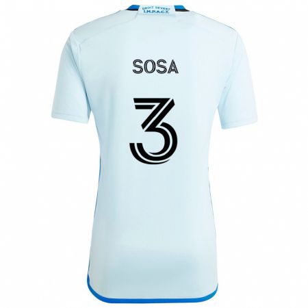 Kandiny Kinderen Joaquín Sosa #3 Ijsblauw Uitshirt Uittenue 2024/25 T-Shirt