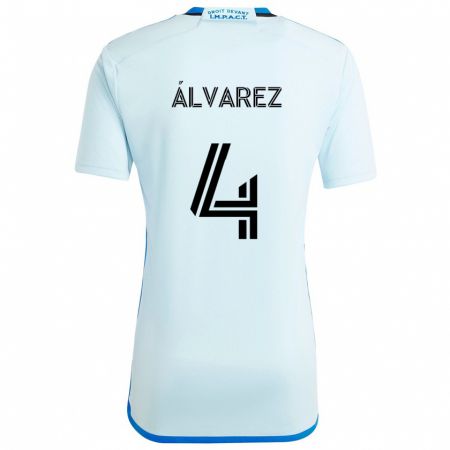 Kandiny Bambino Maglia Fernando Álvarez #4 Blu Ghiaccio Kit Gara Away 2024/25 Maglietta