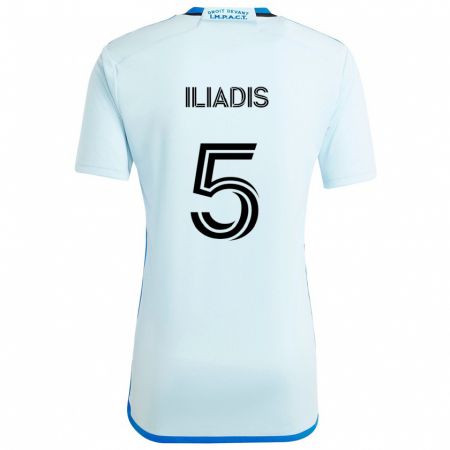 Kandiny Bambino Maglia Ilias Iliadis #5 Blu Ghiaccio Kit Gara Away 2024/25 Maglietta